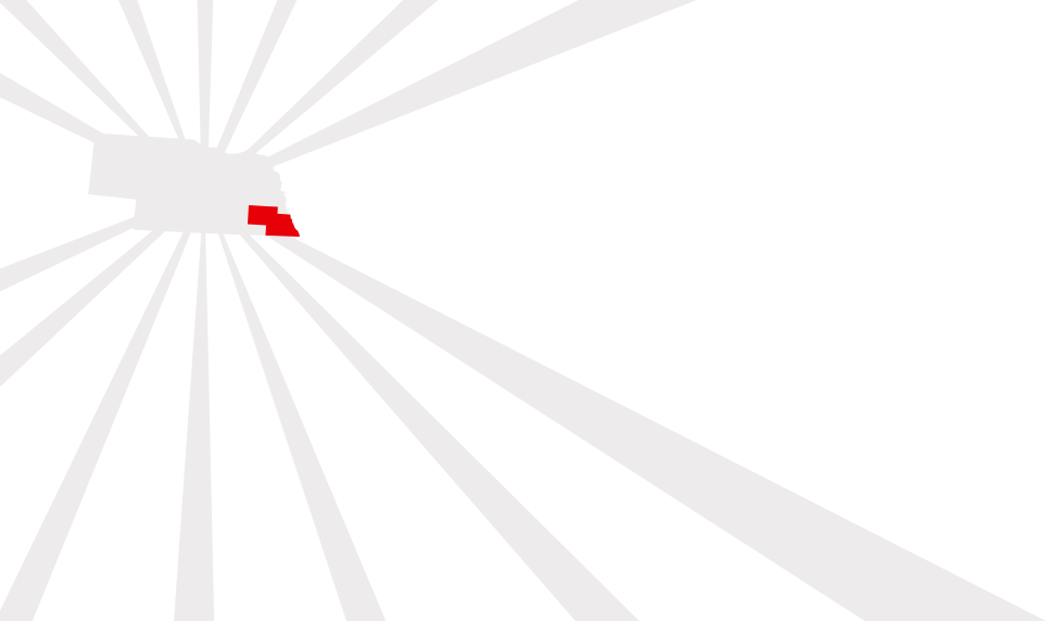 USA map showcasing southeastern Nebraska